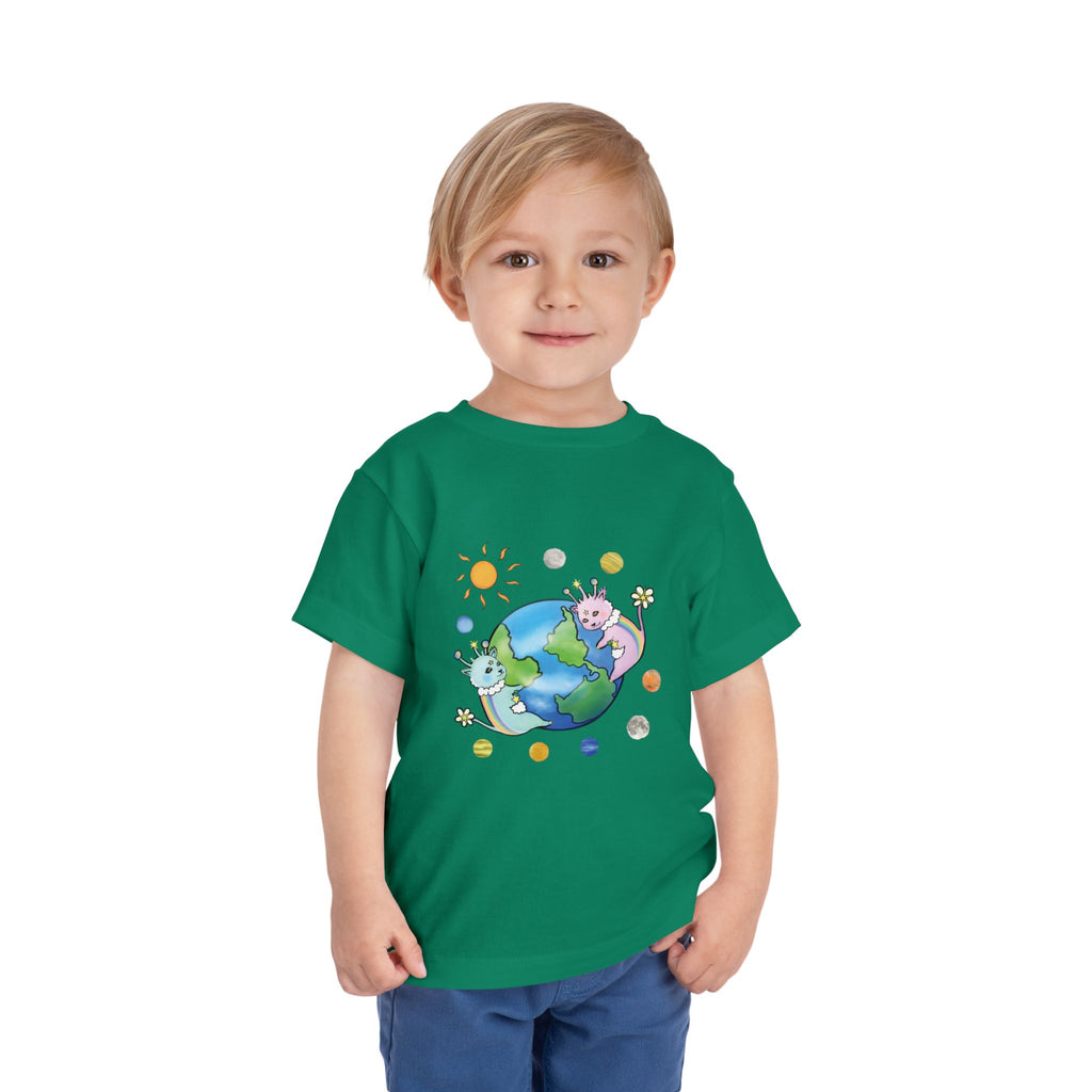 Moowy & Soowy Toddler T-Shirt – Cute Aliens Hugging Earth Kids Space Tee