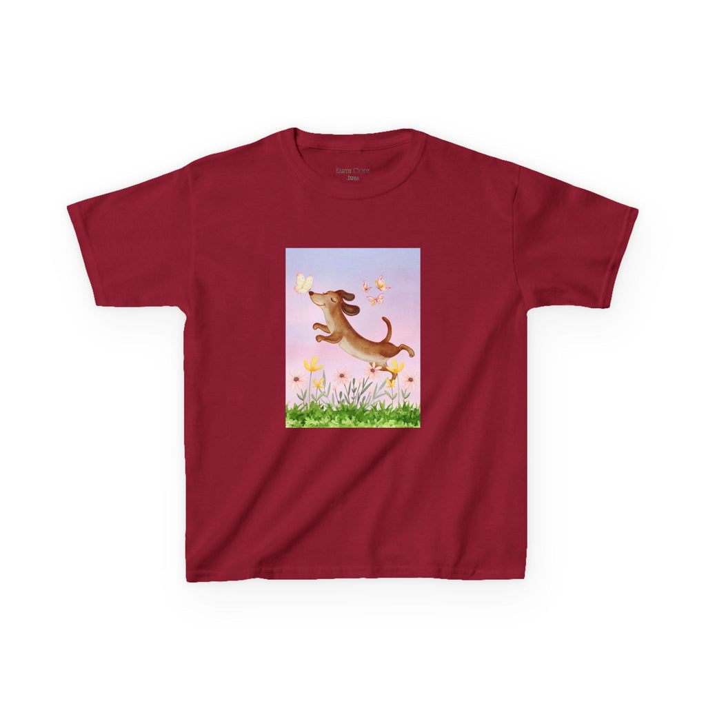 Happy Dancing Dachshund T-Shirt for Kids | Butterfly Garden Kids Tee