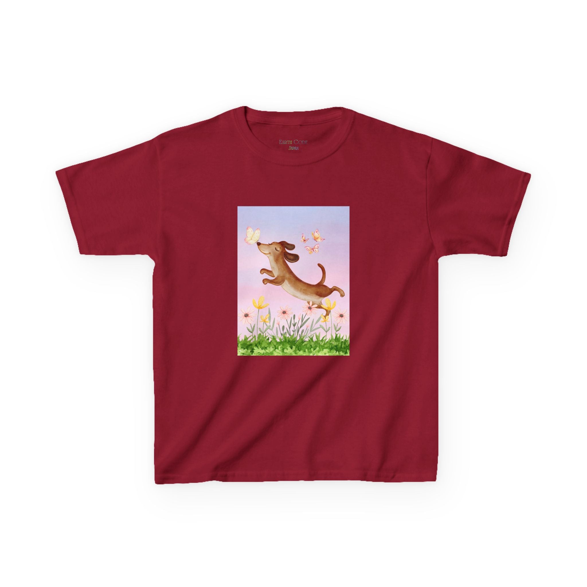 Happy Dancing Dachshund T-Shirt for Kids | Butterfly Garden Kids Tee