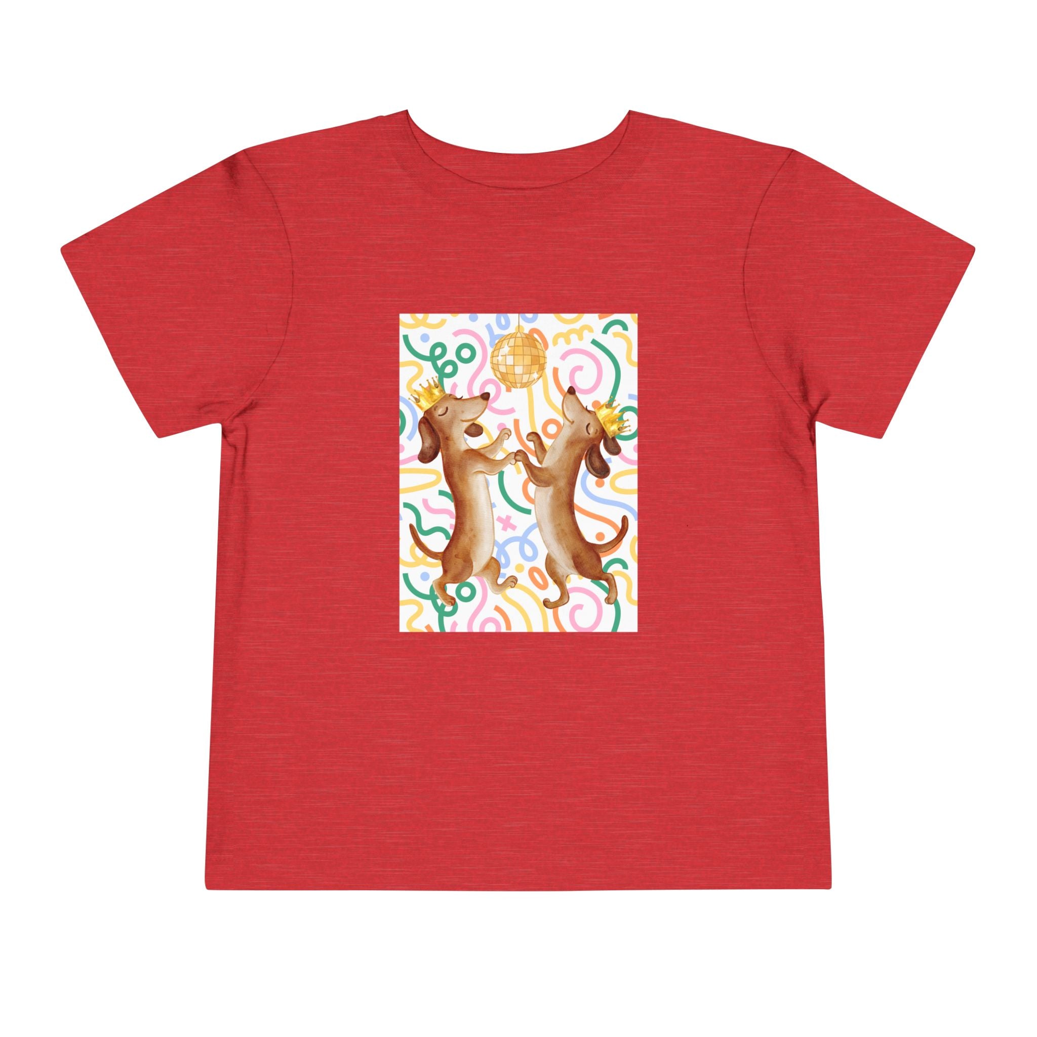 Two Dancing Dachshunds with Crowns T-Shirt | Pop Art Disco Kids Tee