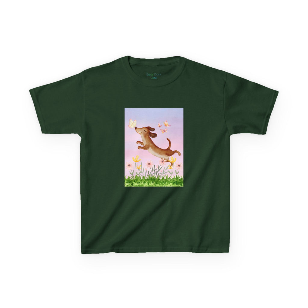 Happy Dancing Dachshund T-Shirt for Kids | Butterfly Garden Kids Tee