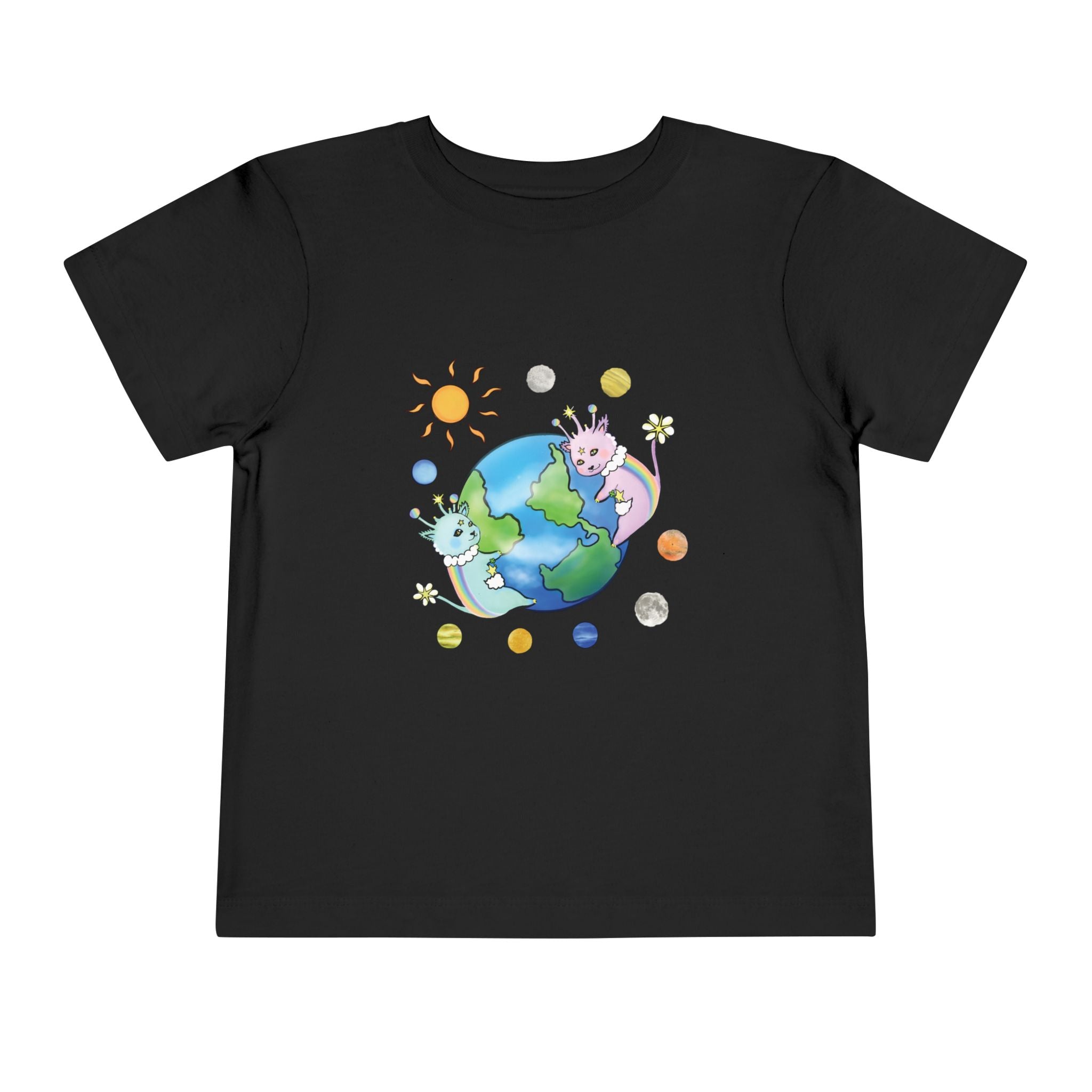 Moowy & Soowy Toddler T-Shirt – Cute Aliens Hugging Earth Kids Space Tee