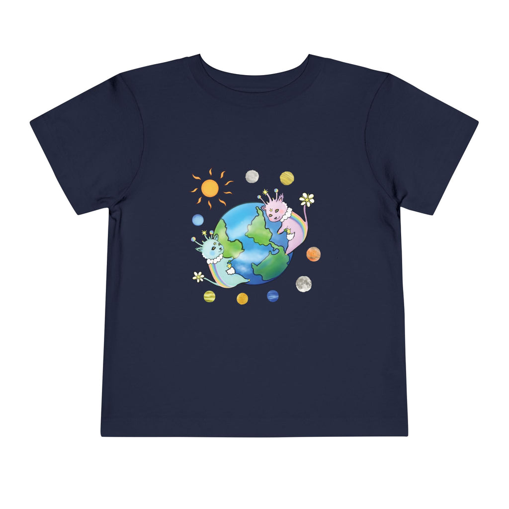 Moowy & Soowy Toddler T-Shirt – Cute Aliens Hugging Earth Kids Space Tee