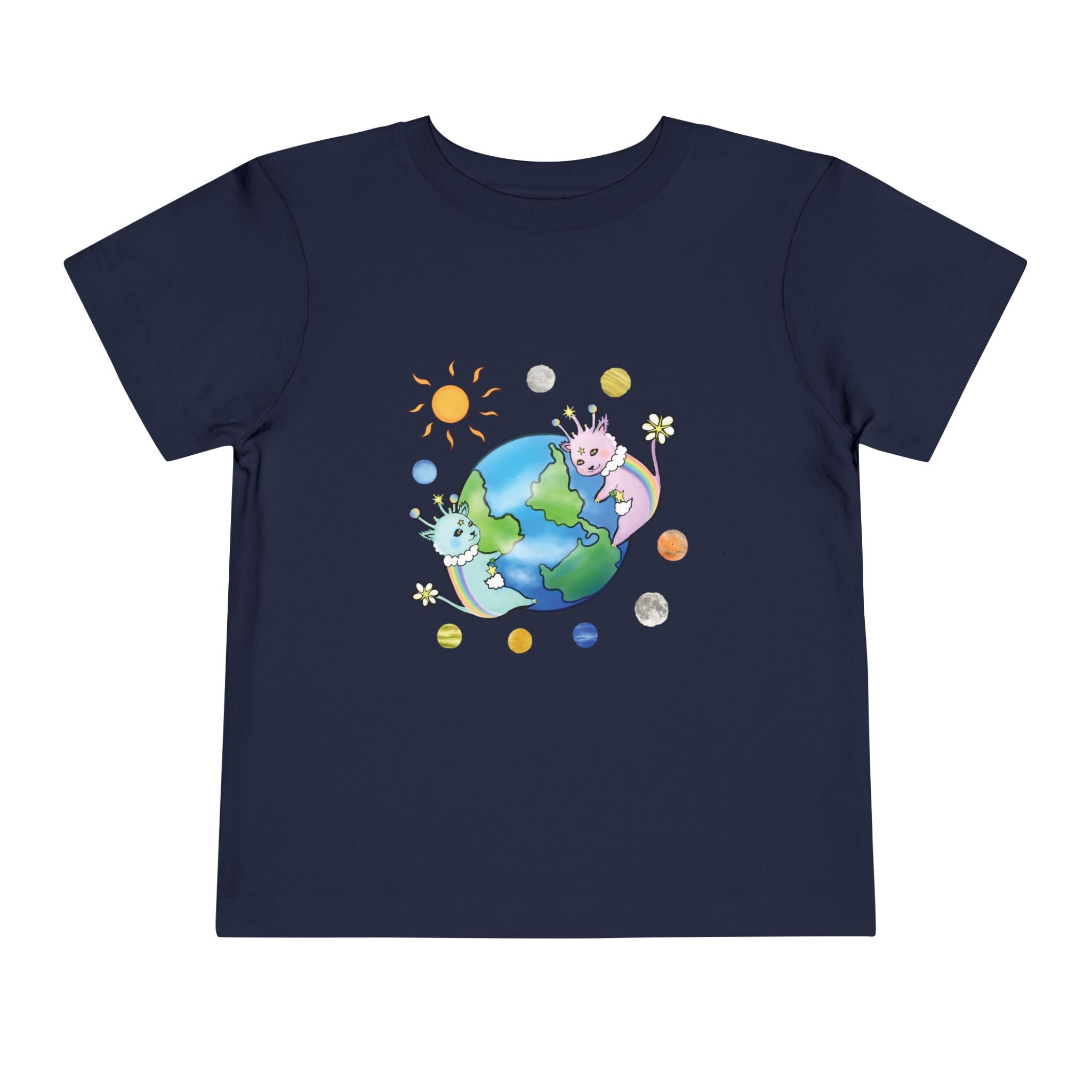 Moowy & Soowy Toddler T-Shirt – Cute Aliens Hugging Earth Kids Space Tee