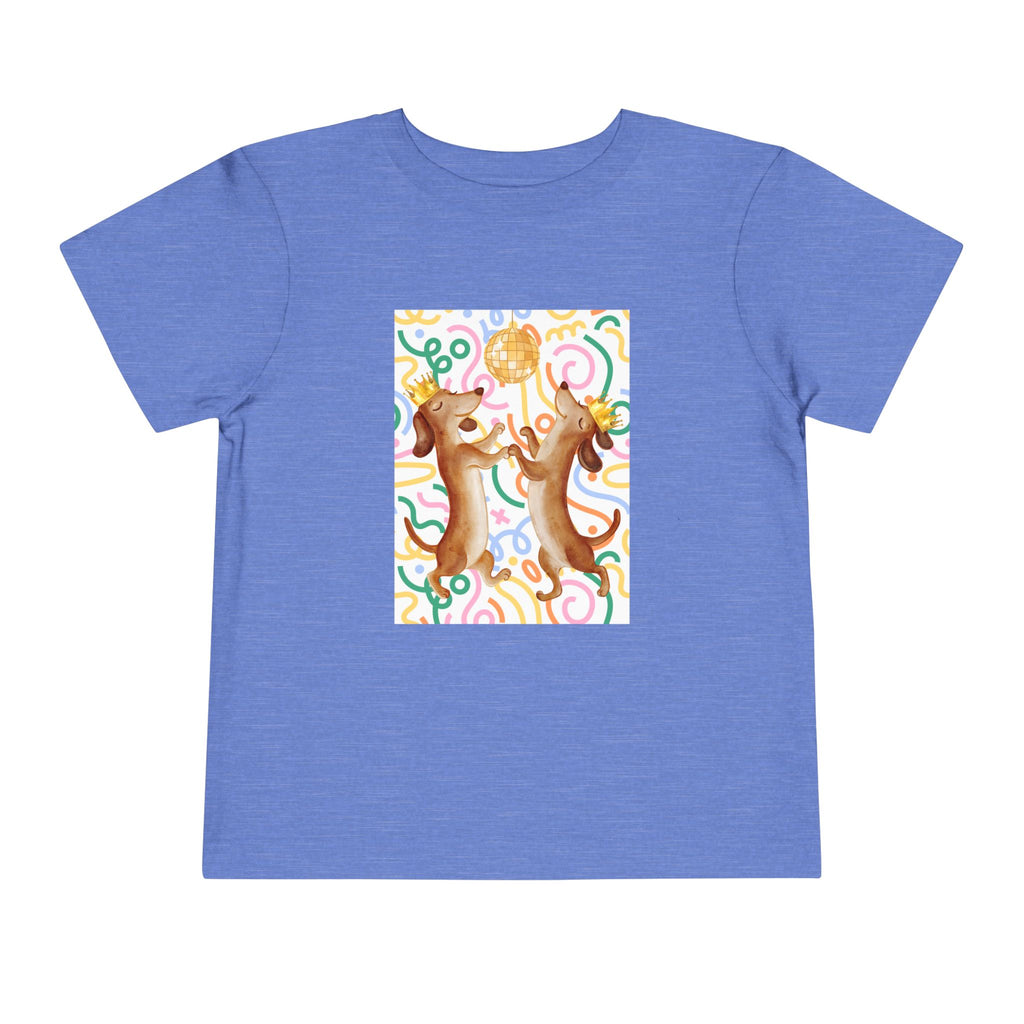 Two Dancing Dachshunds with Crowns T-Shirt | Pop Art Disco Kids Tee