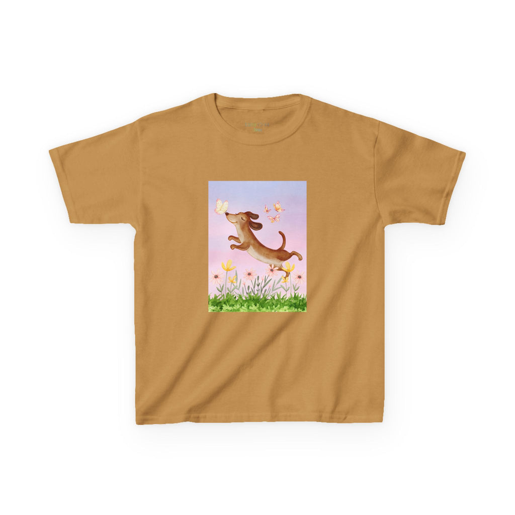 Happy Dancing Dachshund T-Shirt for Kids | Butterfly Garden Kids Tee