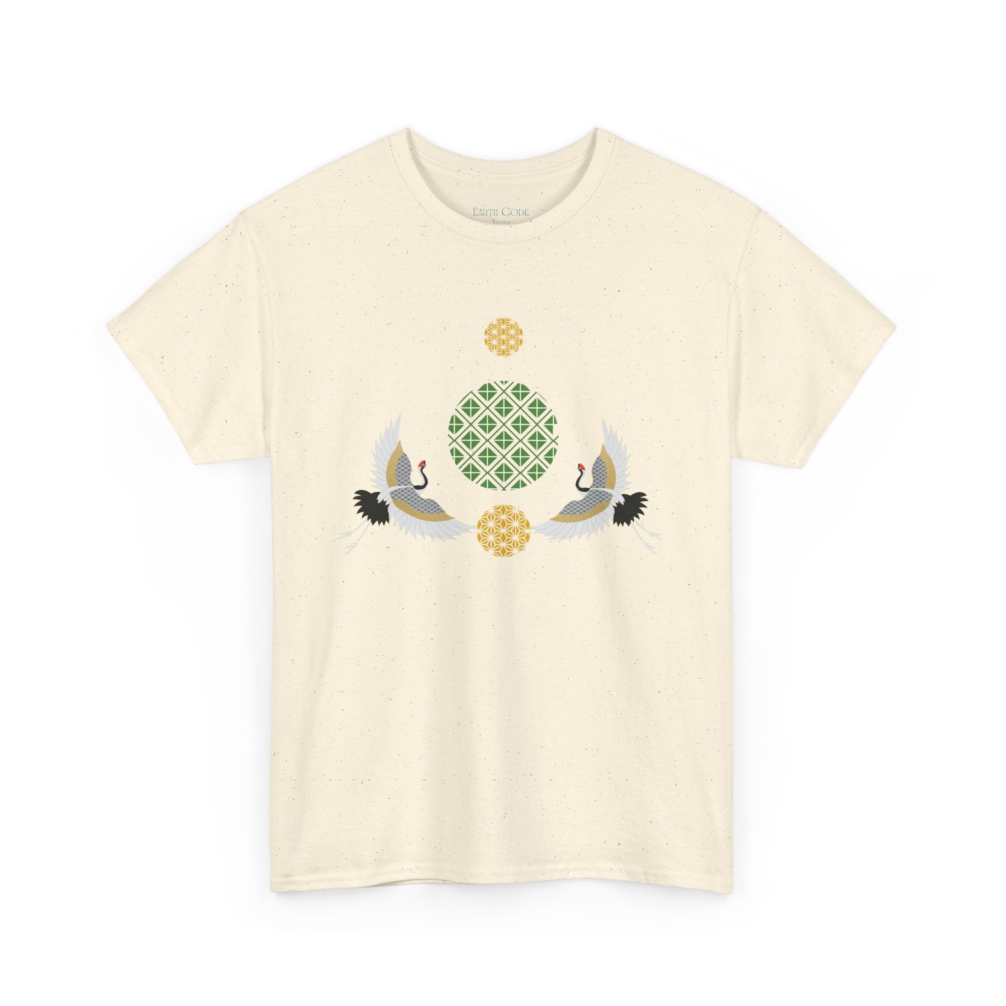 Japanese Cranes Harmony T-Shirt | Two Cranes Minimalist Japanese Art Tee - | Unisex Heavy Cotton Tee