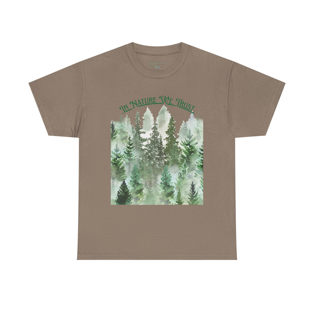 Copy of In Nature We Trust T-Shirt | Watercolor Forest Trees, Outdoors Nature Tee
