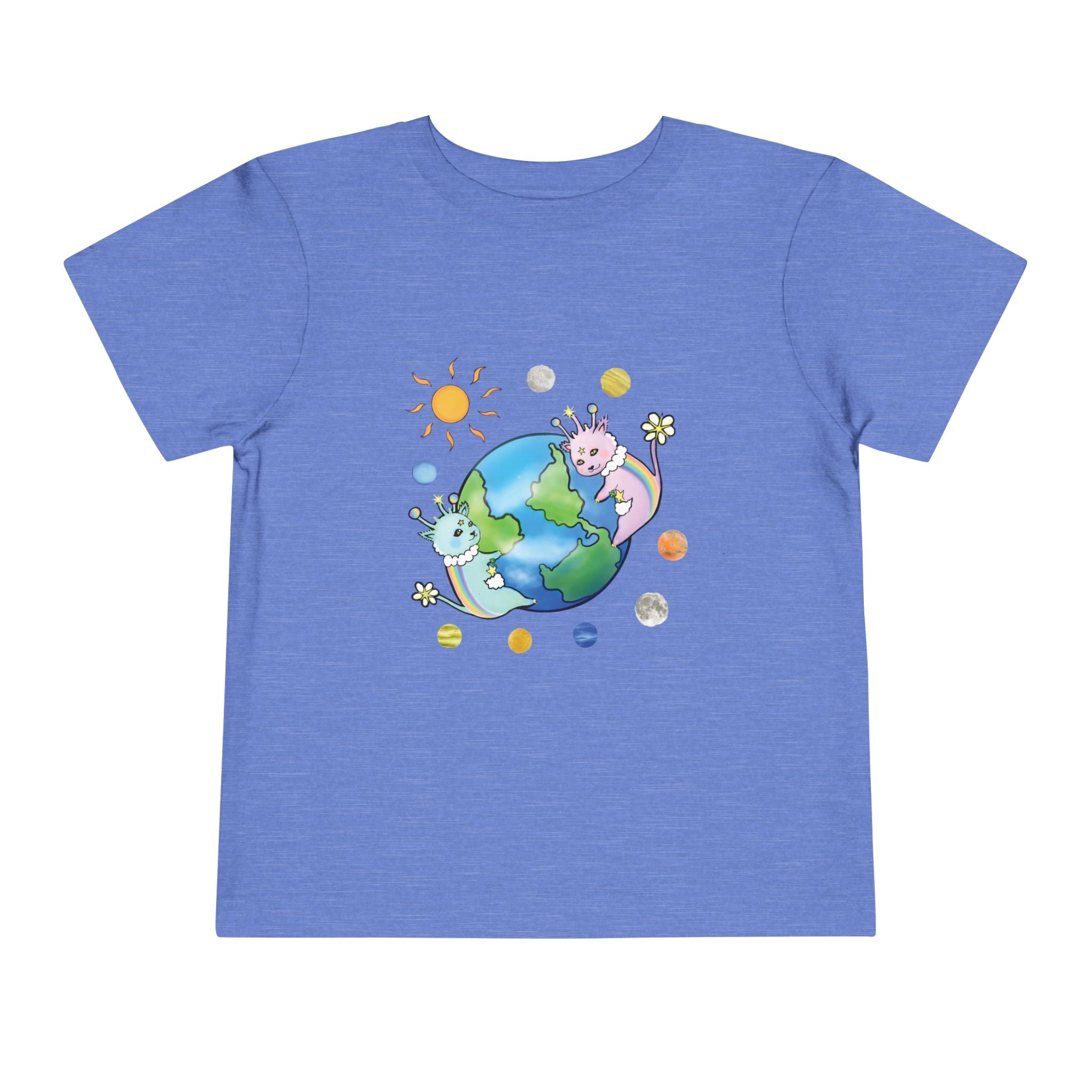 Moowy & Soowy Toddler T-Shirt – Cute Aliens Hugging Earth Kids Space Tee