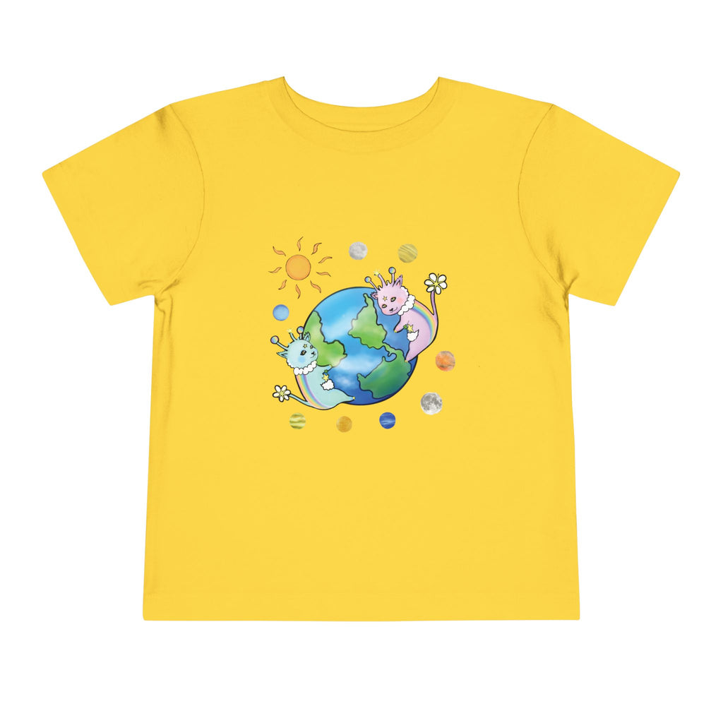 Moowy & Soowy Toddler T-Shirt – Cute Aliens Hugging Earth Kids Space Tee