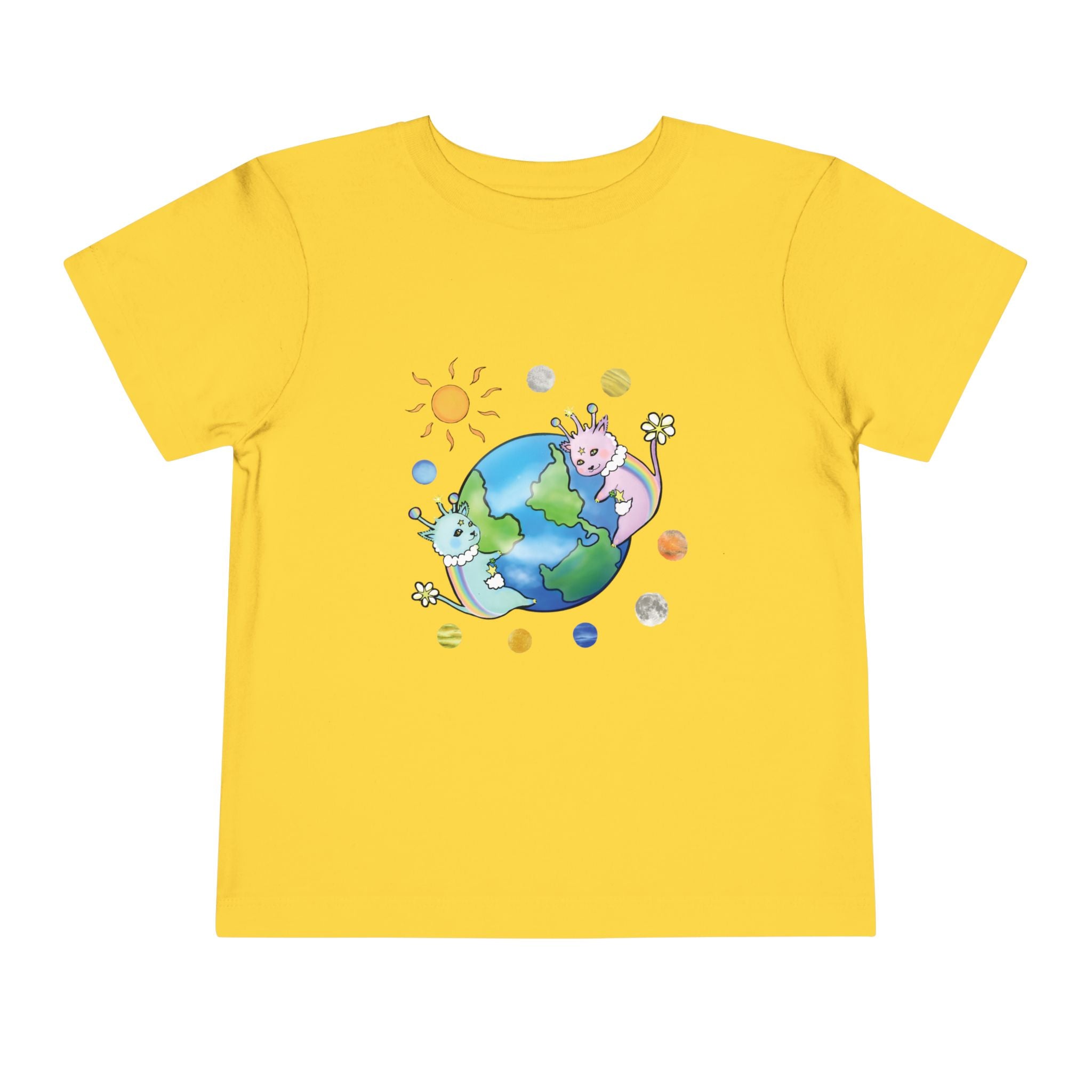 Moowy & Soowy Toddler T-Shirt – Cute Aliens Hugging Earth Kids Space Tee