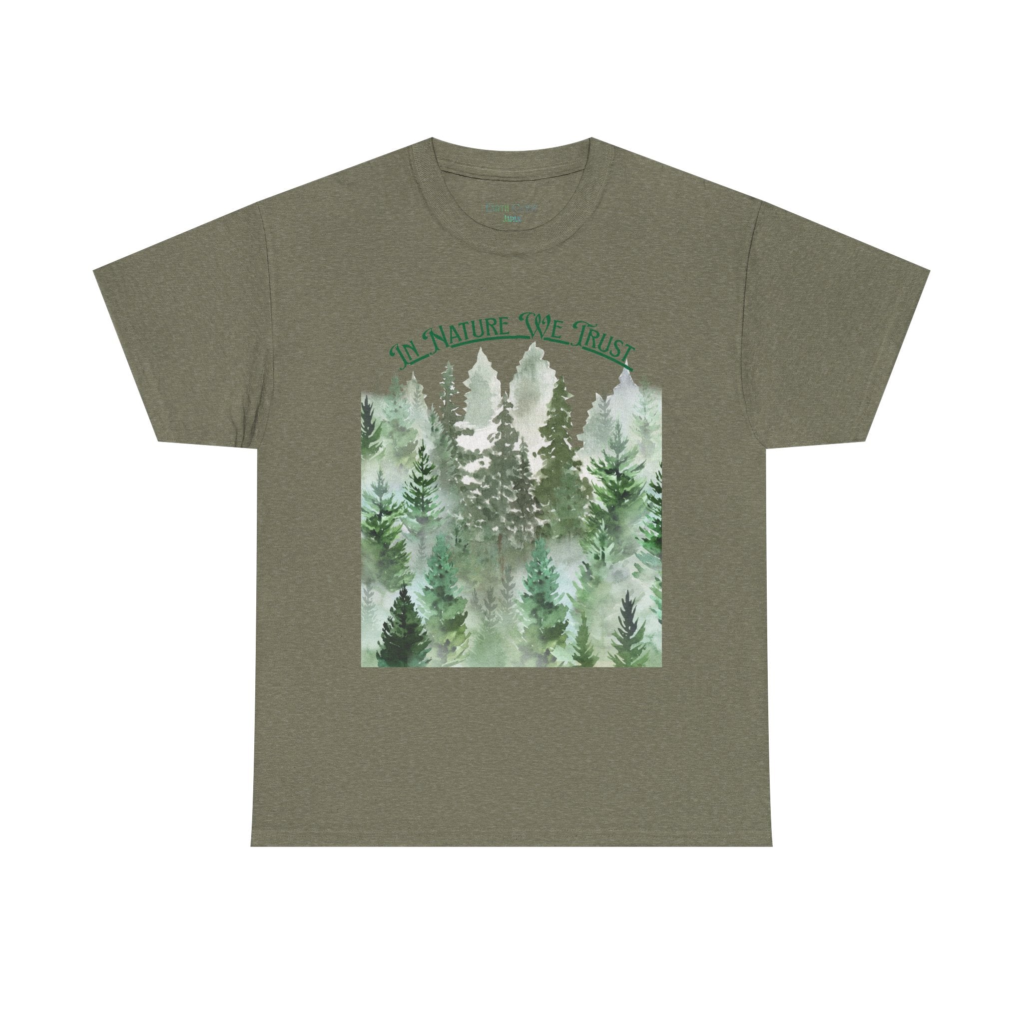 Copy of In Nature We Trust T-Shirt | Watercolor Forest Trees, Outdoors Nature Tee