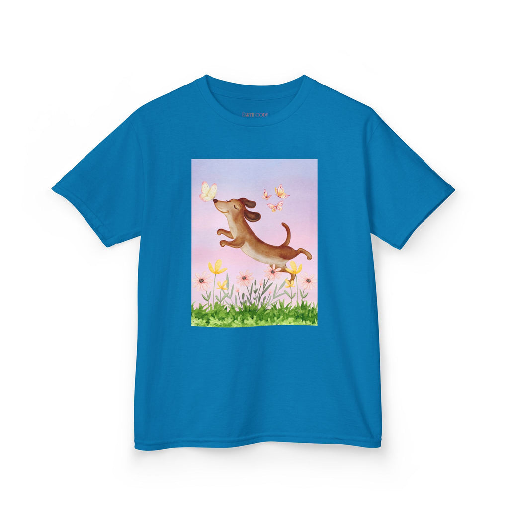 Happy Dancing Dachshund T-Shirt for Kids | Butterfly Garden Kids Tee