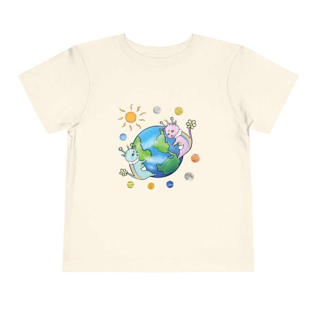 Moowy & Soowy Toddler T-Shirt – Cute Aliens Hugging Earth Kids Space Tee