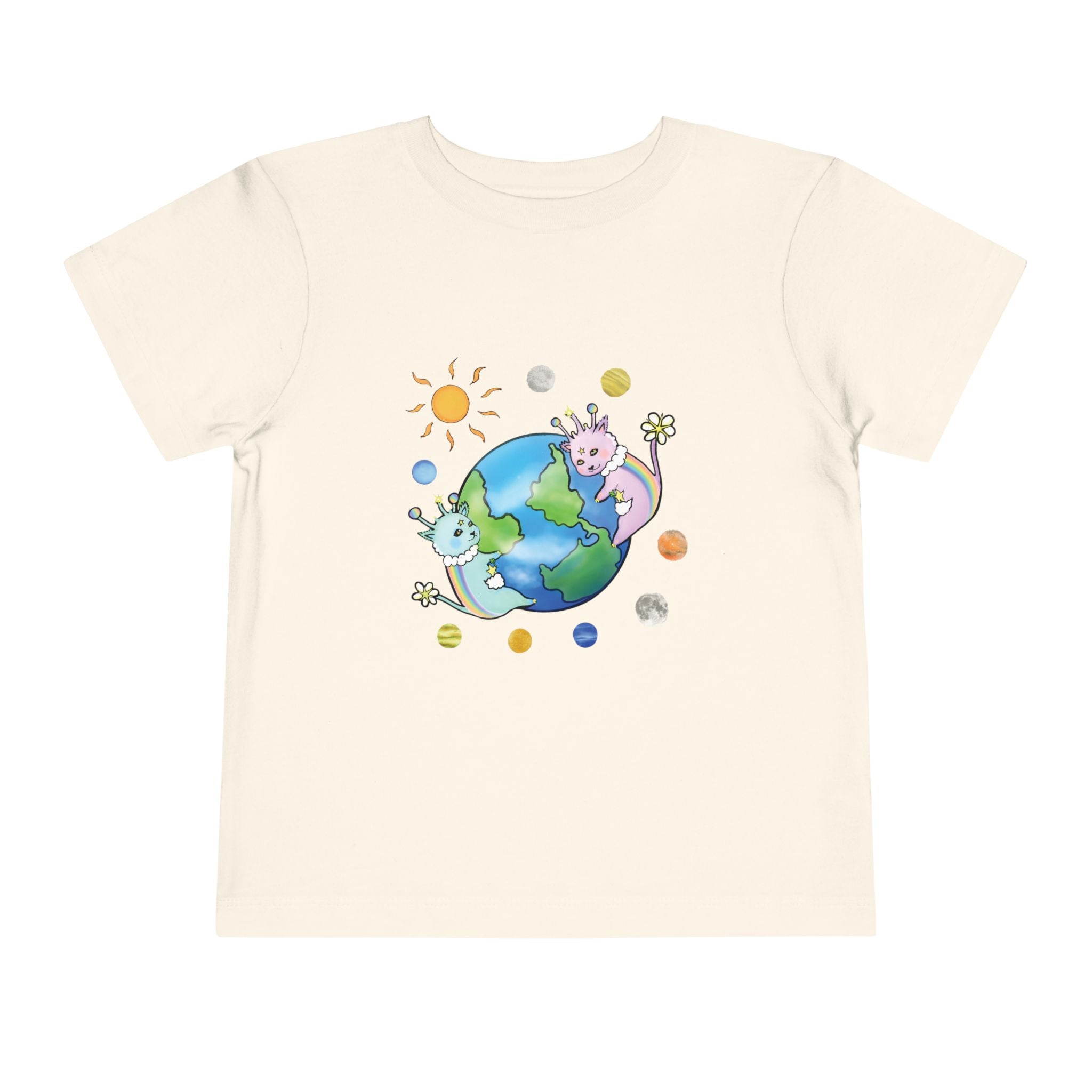 Moowy & Soowy Toddler T-Shirt – Cute Aliens Hugging Earth Kids Space Tee