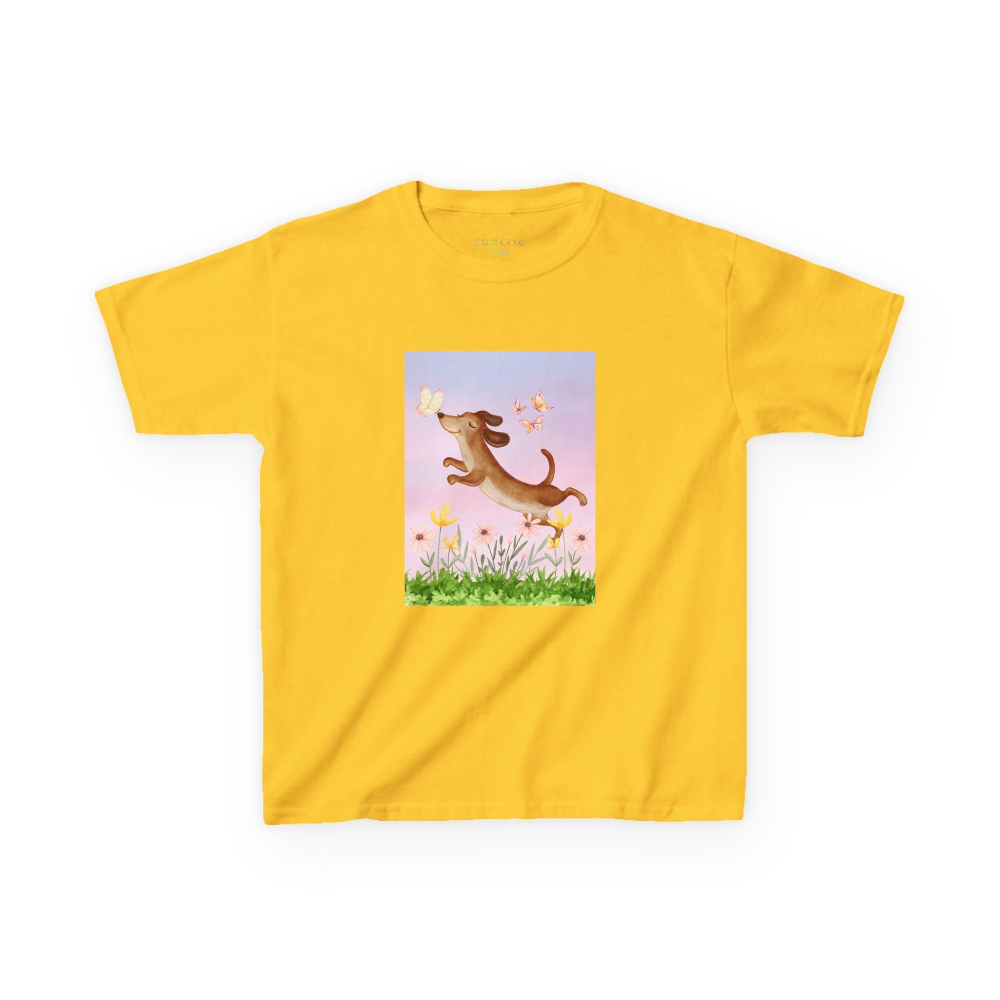 Happy Dancing Dachshund T-Shirt for Kids | Butterfly Garden Kids Tee