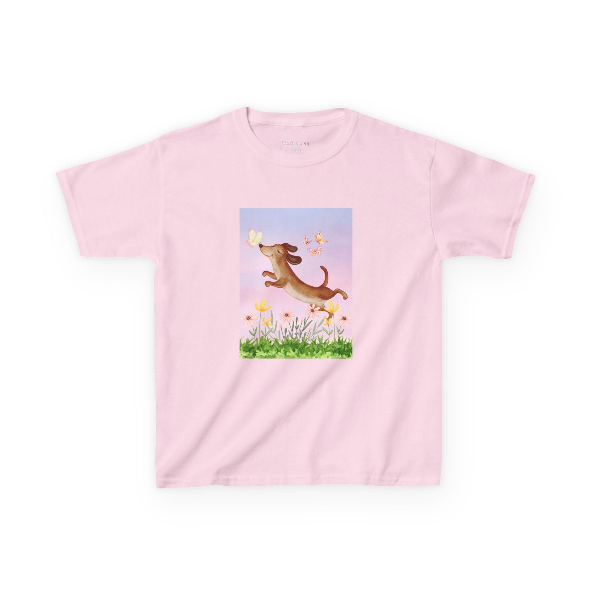 Happy Dancing Dachshund T-Shirt for Kids | Butterfly Garden Kids Tee