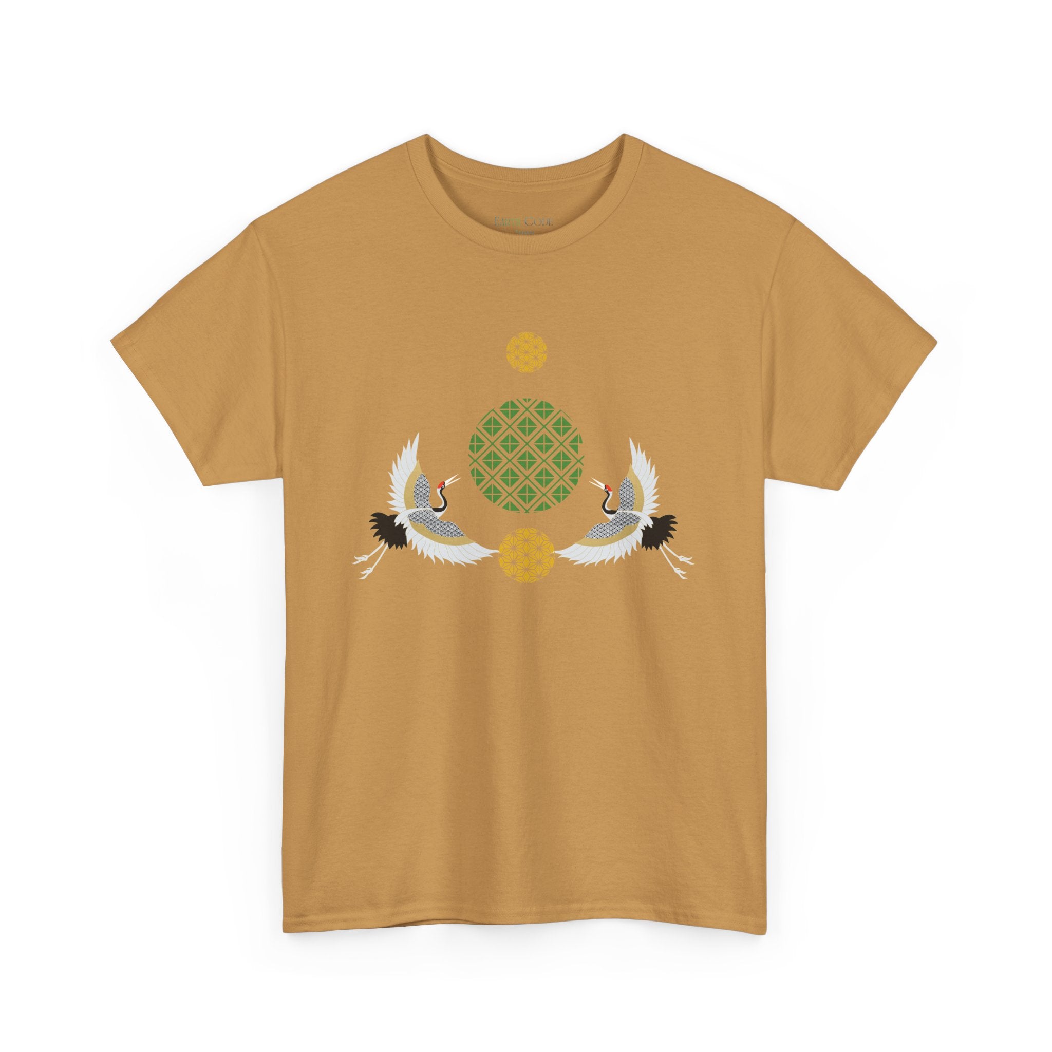 Japanese Cranes Harmony T-Shirt | Two Cranes Minimalist Japanese Art Tee - | Unisex Heavy Cotton Tee