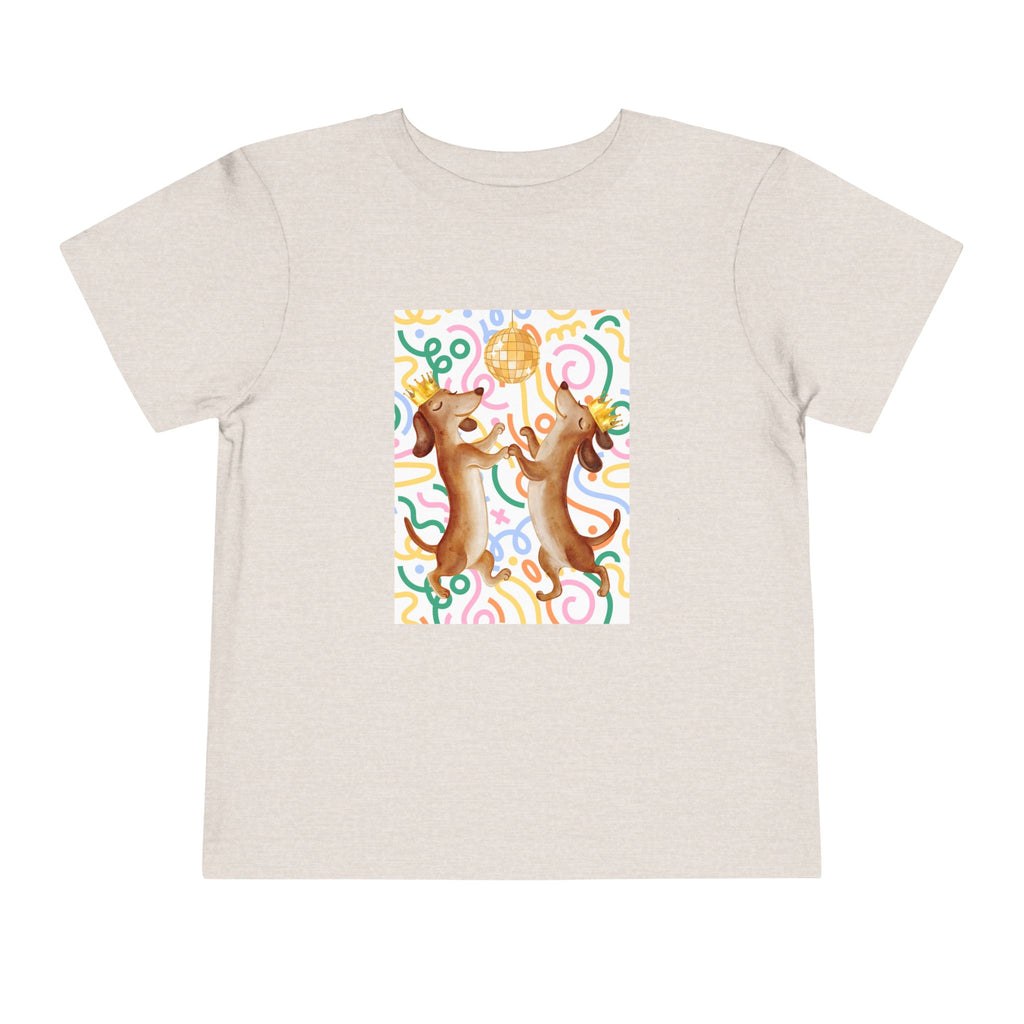 Two Dancing Dachshunds with Crowns T-Shirt | Pop Art Disco Kids Tee