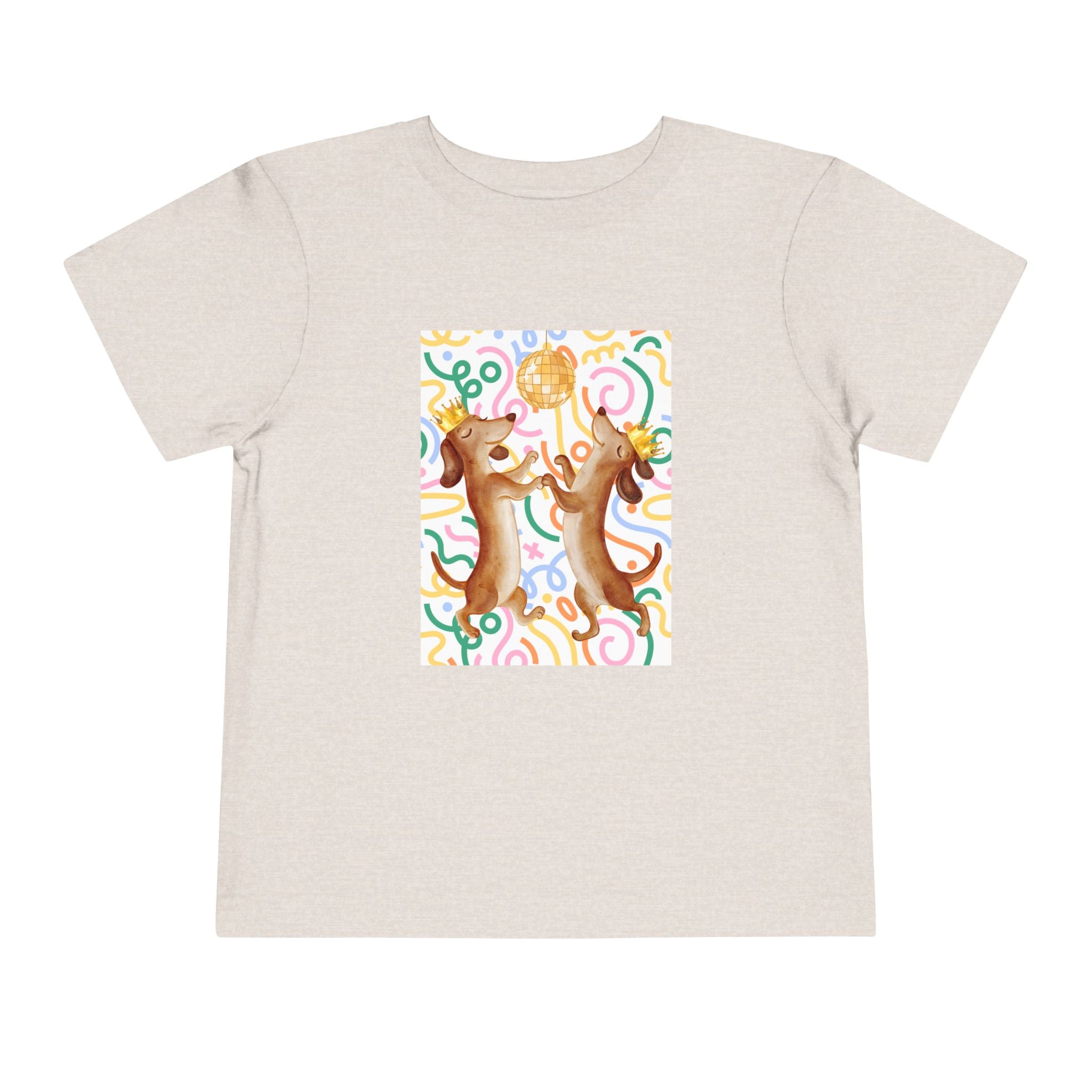 Two Dancing Dachshunds with Crowns T-Shirt | Pop Art Disco Kids Tee