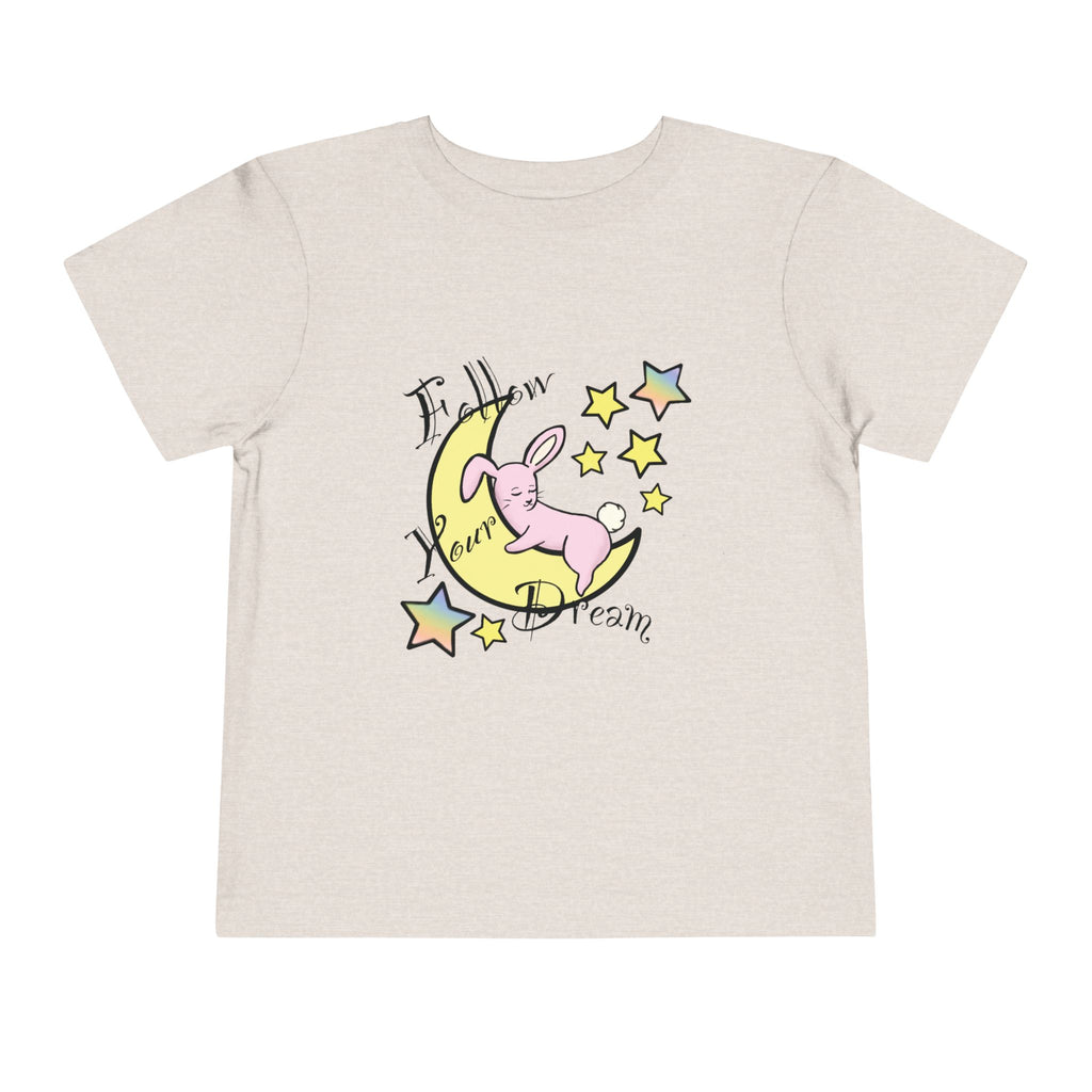 Sleeping Bunny on Moon toddler tee | pastel stars, I’ll Brew Dream design