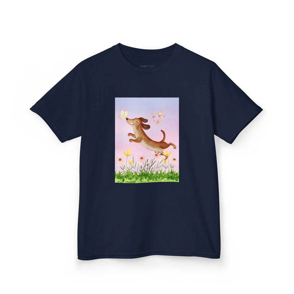 Happy Dancing Dachshund T-Shirt for Kids | Butterfly Garden Kids Tee