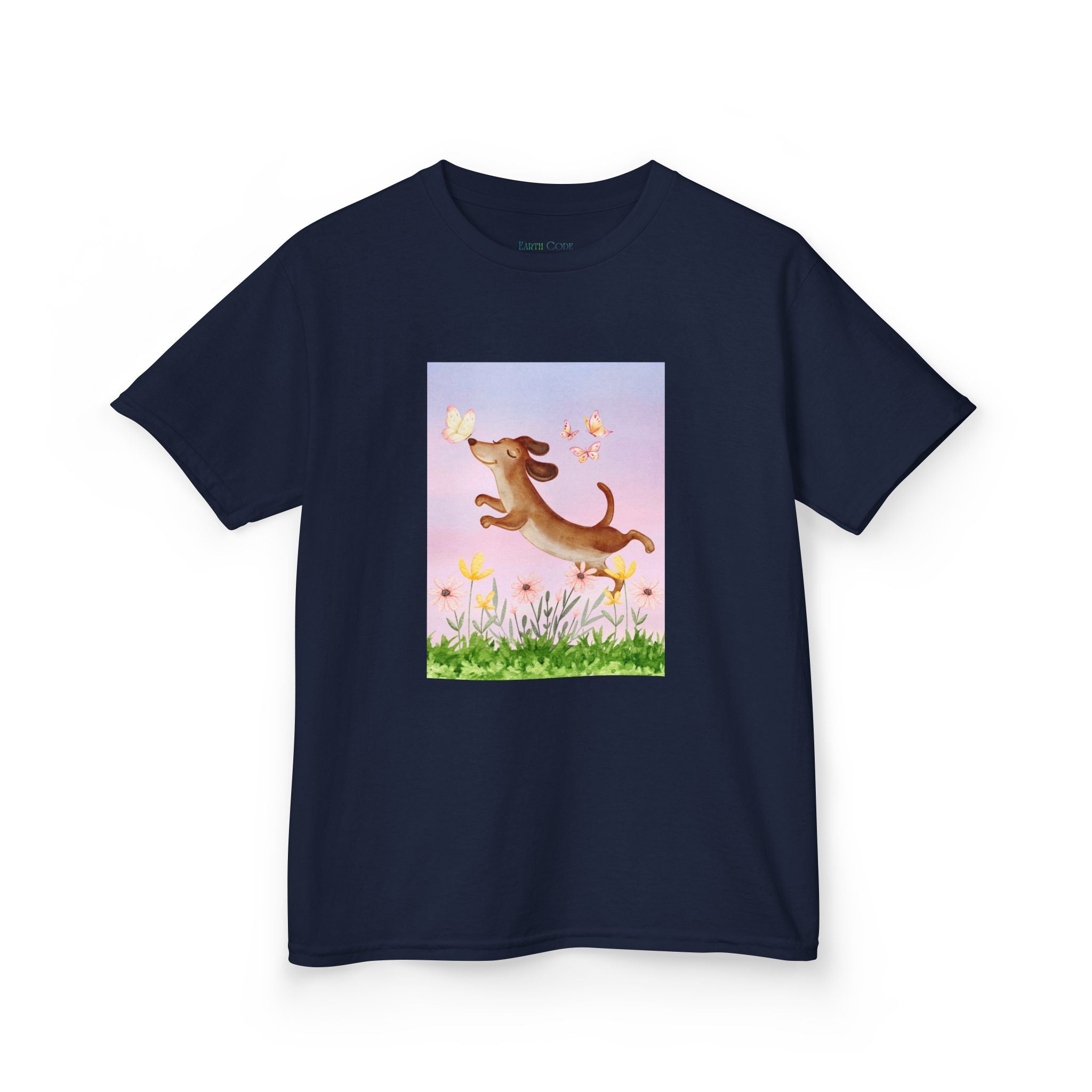 Happy Dancing Dachshund T-Shirt for Kids | Butterfly Garden Kids Tee
