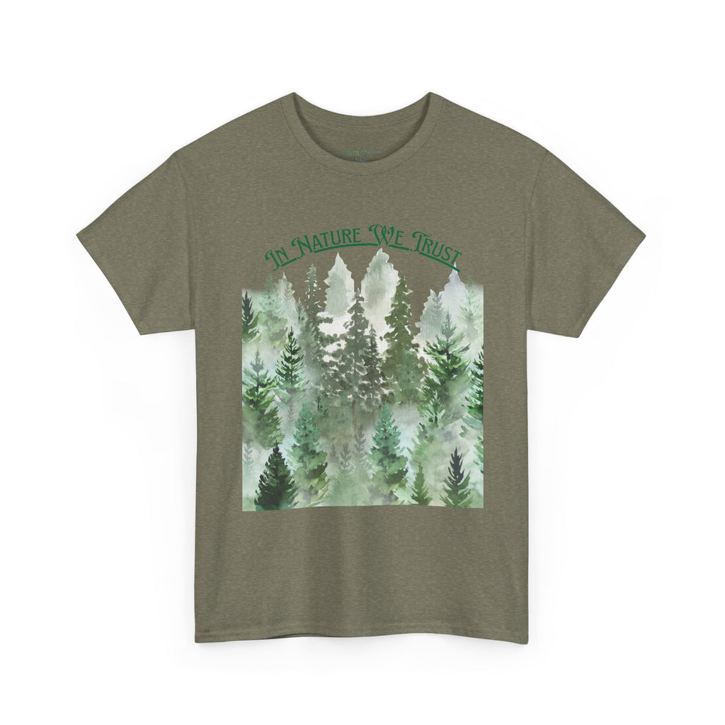 Copy of In Nature We Trust T-Shirt | Watercolor Forest Trees, Outdoors Nature Tee