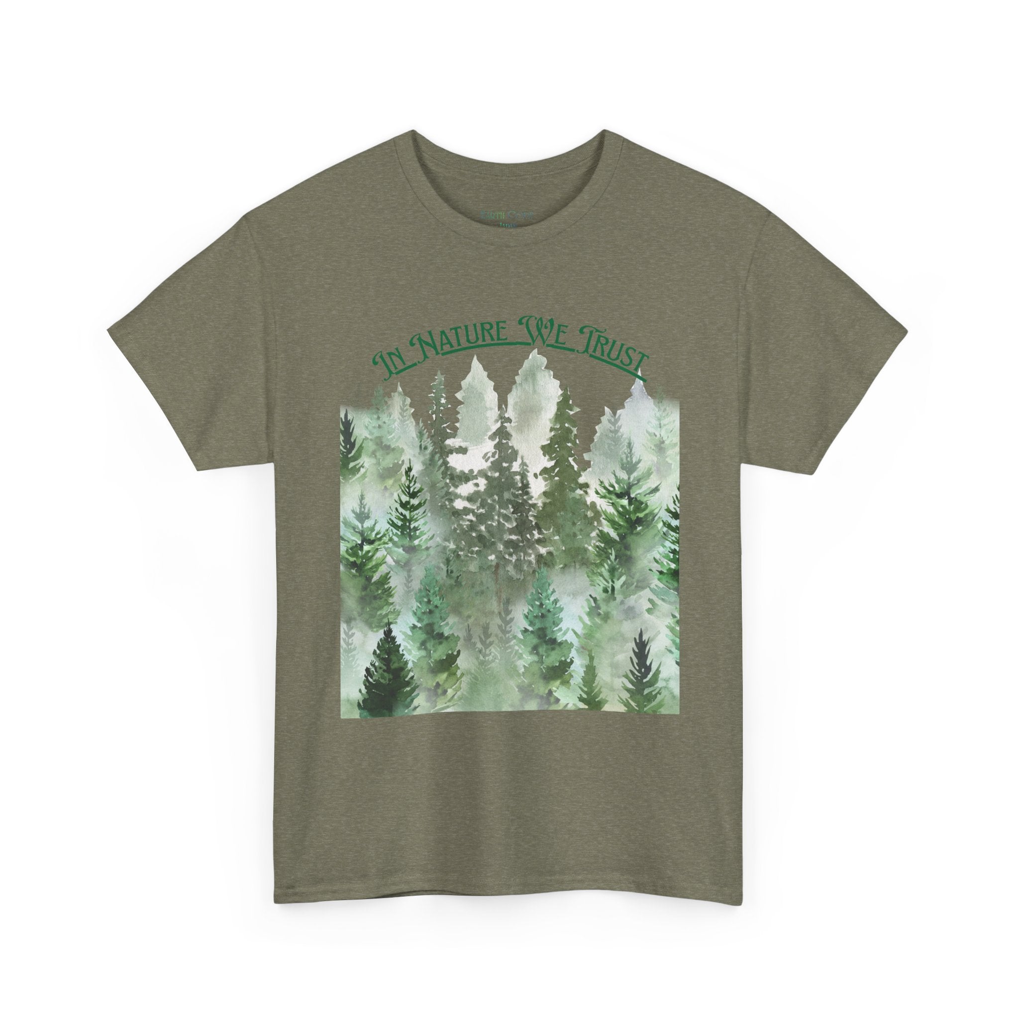 Copy of In Nature We Trust T-Shirt | Watercolor Forest Trees, Outdoors Nature Tee