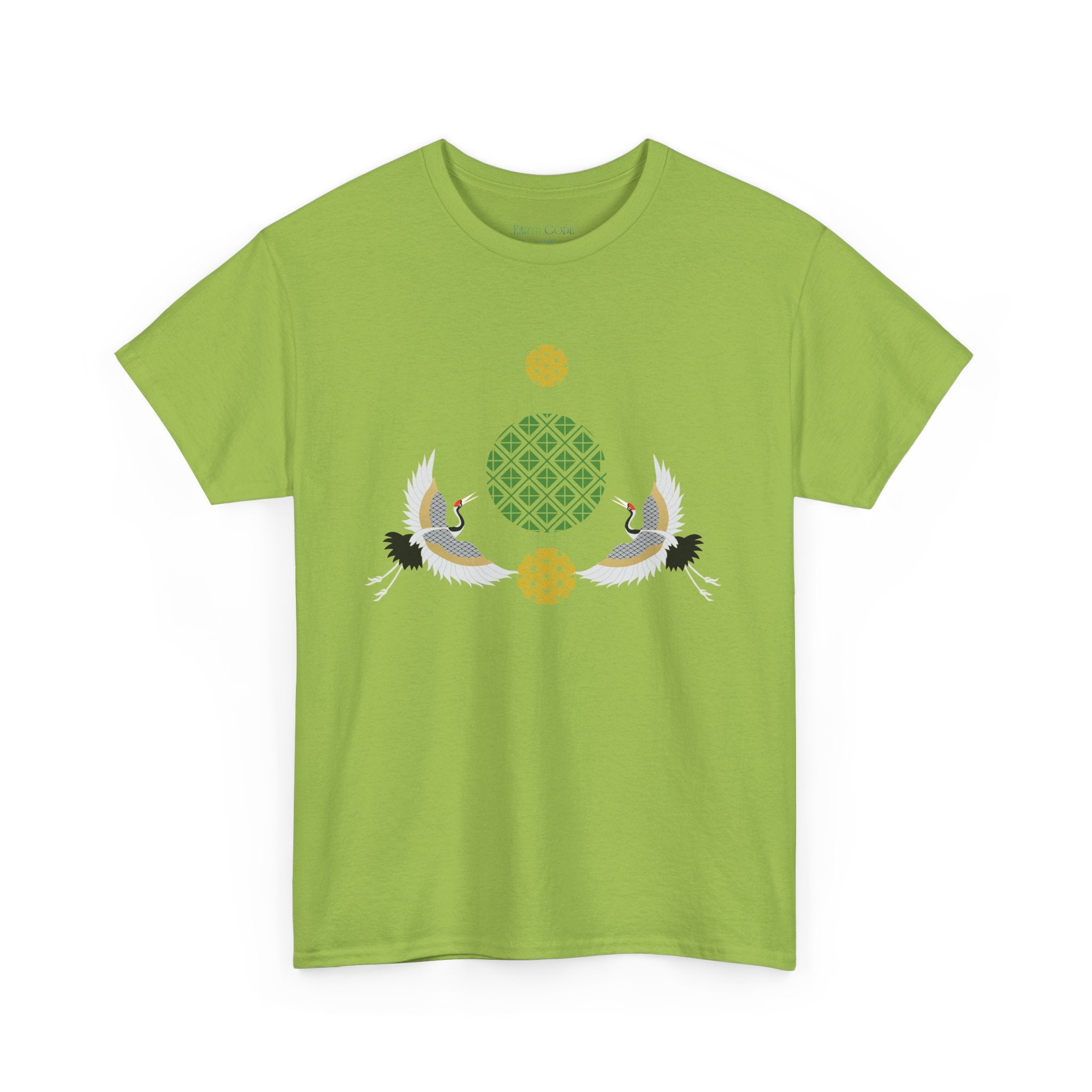 Japanese Cranes Harmony T-Shirt | Two Cranes Minimalist Japanese Art Tee - | Unisex Heavy Cotton Tee