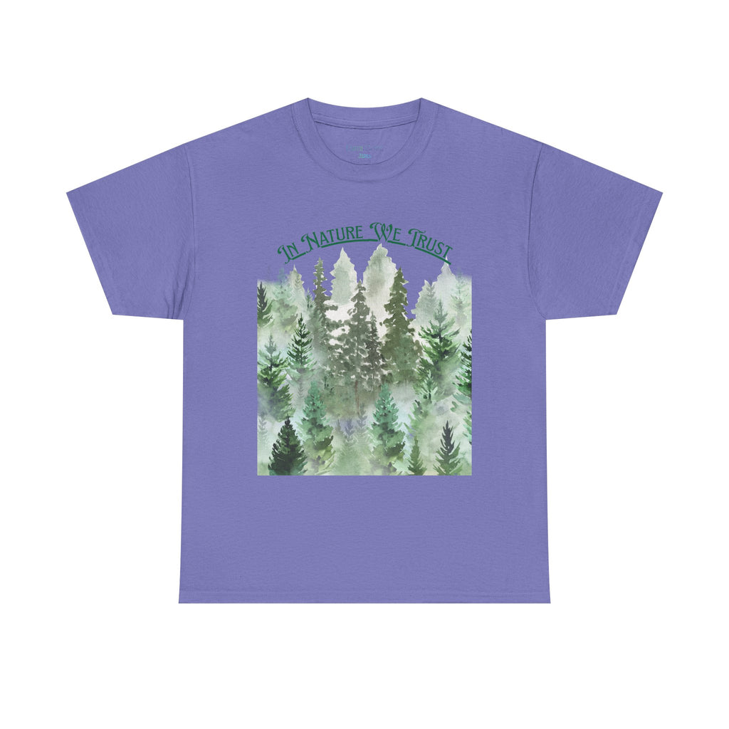 Copy of In Nature We Trust T-Shirt | Watercolor Forest Trees, Outdoors Nature Tee