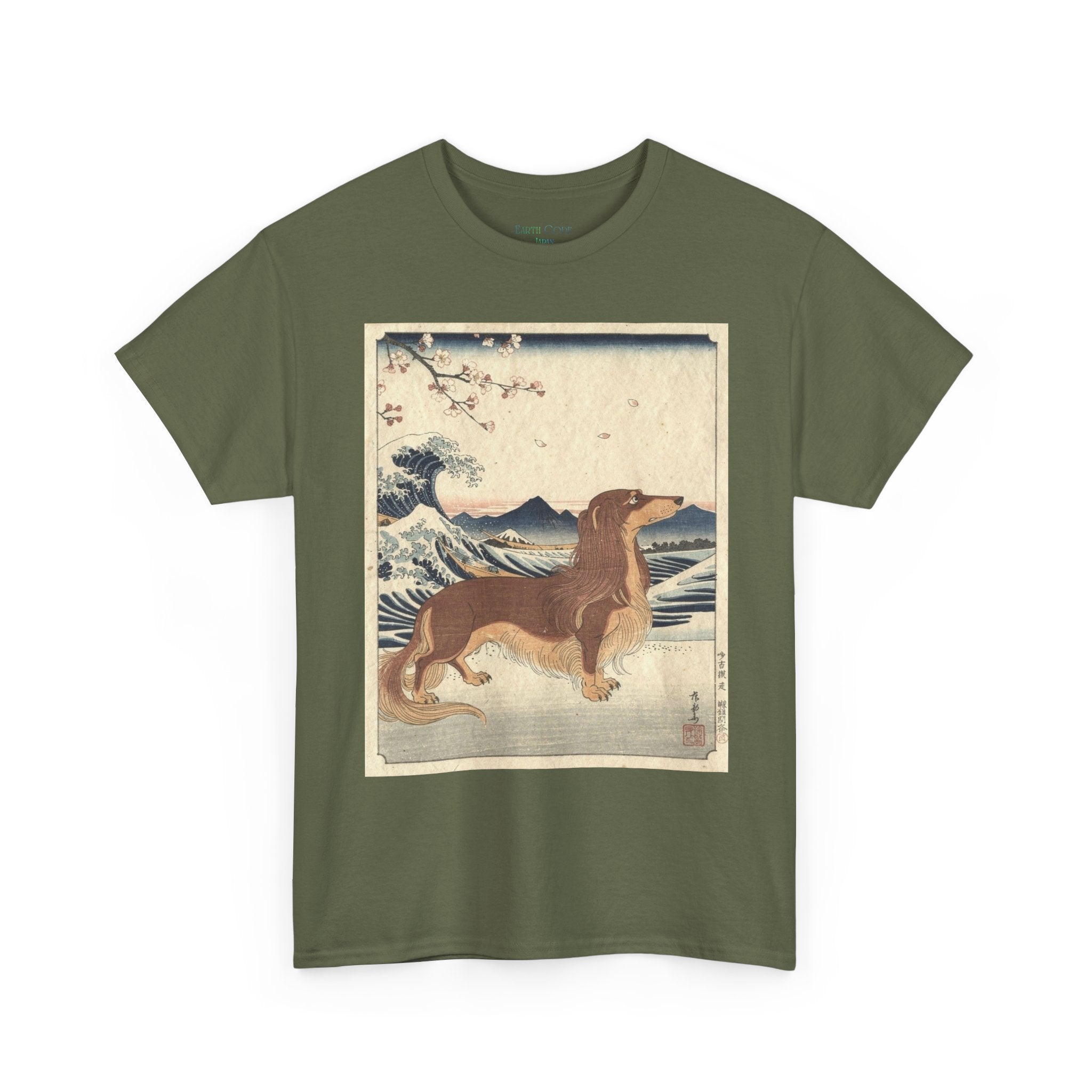 Dachshund Ukiyo-e Art T-Shirt | Japanese Wave Dog Print