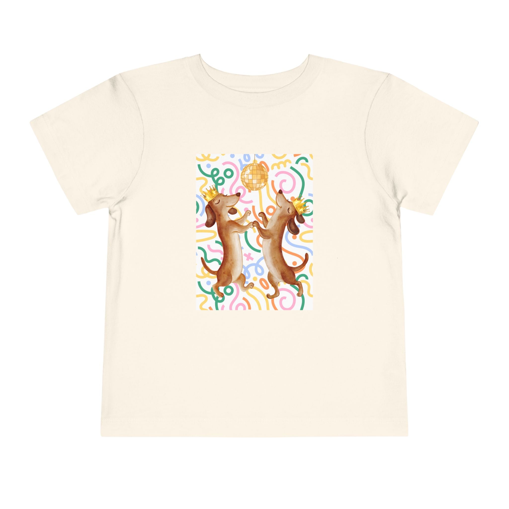Two Dancing Dachshunds with Crowns T-Shirt | Pop Art Disco Kids Tee