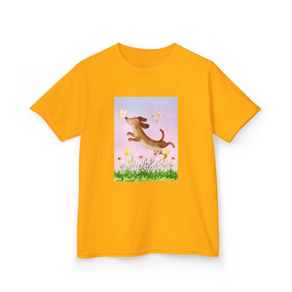 Happy Dancing Dachshund T-Shirt for Kids | Butterfly Garden Kids Tee